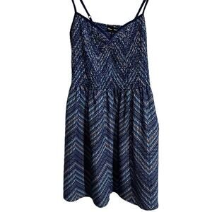 Mason & Mackenzie Shirred Bodice Fit & Flare Dress Size XL Blue, Pink & White